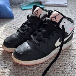 Nike Black and Pink High-Top Jordans